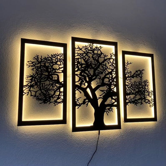 L'Arbre de Lumière – Triptyque Mural Éblouissant