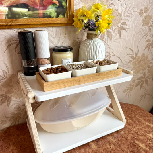 Étagère de Cuisine en Bois Naturel – Design Compact et Robuste